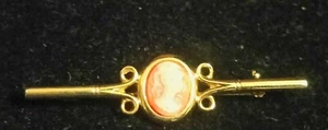 Precioso broche/broche vintage tipo camafeo tono dorado.       J12JCBd* - Imagen 1 de 6