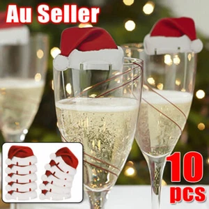 10x Xmas Hats Champagne Wine Glass Caps Christmas Holiday Party Decorations NEW - Picture 1 of 4