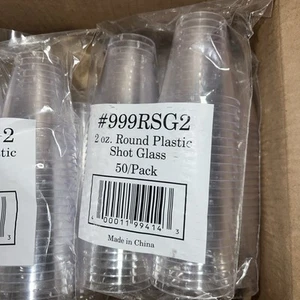 (500 TASSEN) BECHER 2 Unzen HARTPLASTIK KLAR BAR/SHOOTER WEINGESCHMACK/HOCHZEIT - Bild 1 von 2
