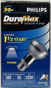 Philips Duramax Indoor Flood Lamp R20 50W 120V Bulb 385 Lumens 2500 Hours Tested - Picture 1 of 4