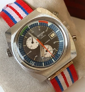 Cronógrafo suizo de cuerda manual Sicura Chrono 17J años 60 vintage 40 mm buzo raro - Imagen 1 de 24