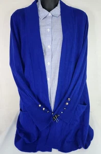 Croft & Barrow Bluse Pullover Set Damen große blaue Streifen Bluse blau Pullover - Bild 1 von 15