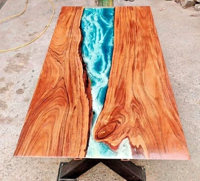 Epoxy Resin Dining Table Top – Handmade Wood & Resin Coffee Table Surface - Image 1 of 4