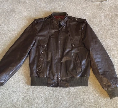 Chaqueta de cuero marrón vintage, marca Casablanca, unisex, talla 42 hombre’s mujer’s Foto 1 de 4
