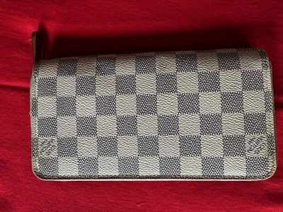 Auténtico Louis Vuitton Damier Azul Cremallera Alrededor Largo Cartera Monedero Foto 1 de 4