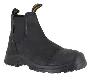 Stanley Riley Mens Black Pull On Steel Toe/Midsole Chelsea Dealer Boots - Picture 1 of 4