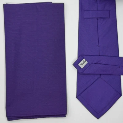 Turnbull & Asser $375 MATCH SET Purple Iridescent Solid Tie & Pocket Square - Image 1 of 4