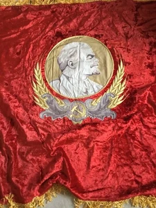 Sowjetisches großes Samtbanner Flagge bilaterale UdSSR Original Lenin Kommunismus Propaganda - Bild 1 von 2