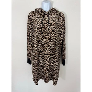 Betsey Johnson Leopardenmuster Hoodie Kleid Medium Langarm Cozy Lounge Tunika - Bild 1 von 6