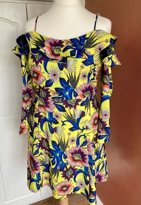 Finery Dress 18 Yellow Floral Sleeve Pencil Party Occasion Wedding Guest NEW - Image 1 of 4