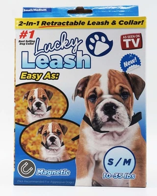 Lot of 5 resale Retractable Magnetic Dog Leash Lucky Leash w/Collar 2-in-1 (S/M) - Image 1 of 4