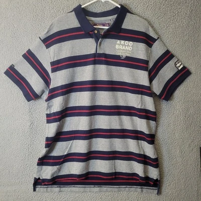 Camisa polo de algodón a rayas gris azul rojo marca AKOO para hombre talla 3XL Foto 1 de 4
