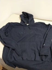RARE! Vintage 90s Logo Champion Reverse Weave Navy Hoodie Made In USA Sz XXL - Picture 1 of 7