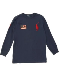 POLO RALPH LAUREN Boys Graphic Top Long Sleeve 6-7 Years Navy Blue Cotton BD06 - Picture 1 of 3