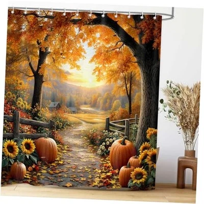 Fall Shower Curtains for Bathroom, Pathway in The 71"W x 71"L (Pack of 1) Gold - Image 1 of 4