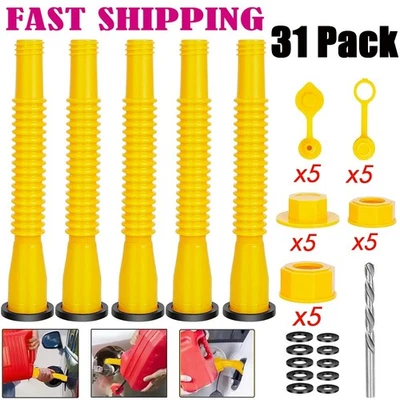 5X Gas Can Spout Nozzle Vent Kit Replacement for Plastic Gas Cans Old Style Caps - Image 1 of 4