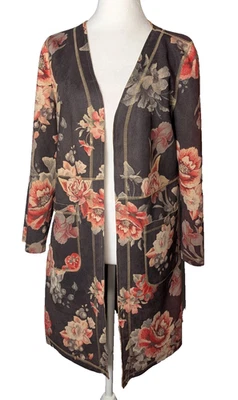 Cárdigan Solitario Anthropologie Talla Pequeña Chaqueta Imitación Gamuza Floral Abierto Boho Foto 1 de 4