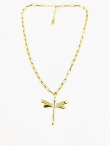 UNO De 50 Jewelry Gold Fortune Dragonfly Pendant Necklace U426 - Picture 1 of 10