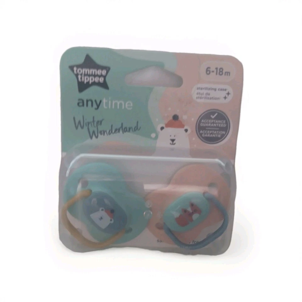 Tommee Tippee Anytime Pacifier Winter Wonderland Theme 6-18M (2 in Pack) - Image 1 of 3