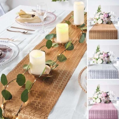 12" x 108" Glitter GEOMETRIC HONEYCOMB DESIGN Paper Disposable Table Runner - Image 1 of 4