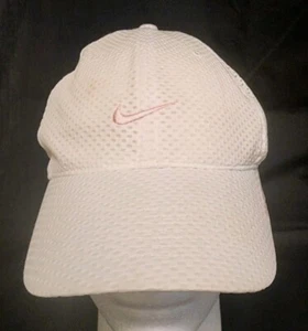 Nike Dri-Fit Mesh Strapback Hat Ivory With Pink Swoosh One Size  - Picture 1 of 11