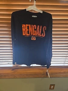 New Mens Cincinnati Bengals Long Sleeve Tee Shirt L Black/Orange Logo  Large - Picture 1 of 6