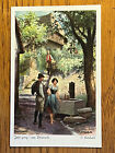 A/S Signed O. Herrfurth, Man Smoking Pipe & Girl Getting Water, ca 1910