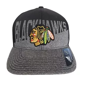 Chicago Blackhawks Rechtschreibmütze Aufnäher Adidas Druckknopflasche grau & schwarz NHL Kappe - Bild 1 von 9