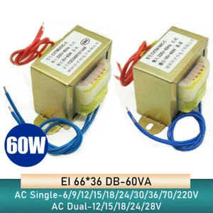 EI66 60W DB-60VA Power Transformer 220V/380V to 6/9 - 220V Output AC Single/Dual - Picture 1 of 11