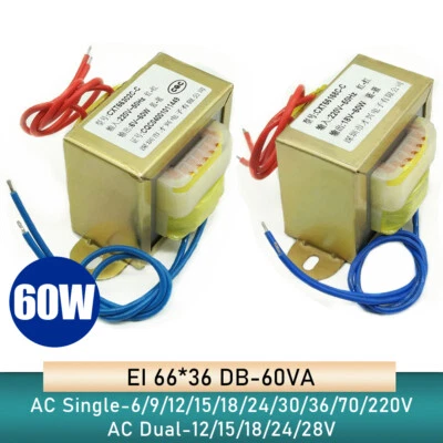 EI66 60W DB-60VA Power Transformer 220V/380V to 6/9 - 220V Output AC Single/Dual - Image 1 of 4
