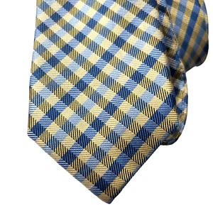 Haines & Bonner of London Men's Tie 100% Silk Blue stripes on Gold 60x3.5" - Picture 1 of 7