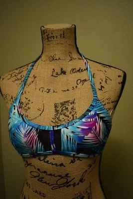New SO Junior's Tropical Floral Bikini Top, S Small, Black, Blue, Purple, Pink - Image 1 of 4