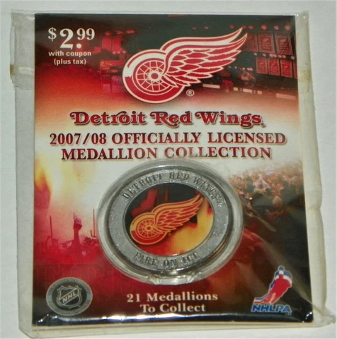 "FIRE ON ICE" DETROIT RED WINGS 2007/08 MEDALLION COLLECTION COIN ~ HOCKEY Cover
