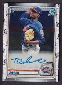 Tony Dibrell 2020 Bowman Chrome Rookie CPA-TD On Card Autograph NY Mets