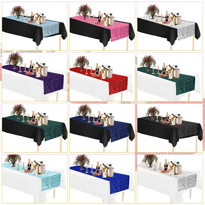 Sequin Table Runner with PVC Table Cover Cloth Rectangle Wedding Birthday Event - Image 1 of 4