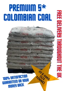COLOMBIAN COAL Household Coal HALF Tonne/25x20kg Bags 5* Premium - Picture 1 of 6