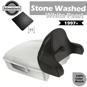 Chopped Tour Pack Wrap Around STONE WASHED WHITE PEARL For Harley/Softail 97+ - Picture 1 of 12