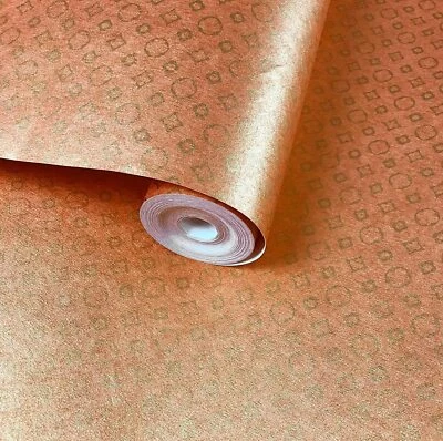 Portofino Non-woven modern Wallpaper Copper Gold Metallic monogram wallcoverings - Image 1 of 4