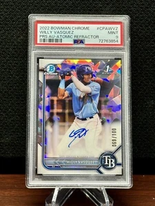 Willy Vasquez 2022 Bowman Chrome Auto Rookie RC Atomic Refractor PSA 9 #69/100 ! - Picture 1 of 2