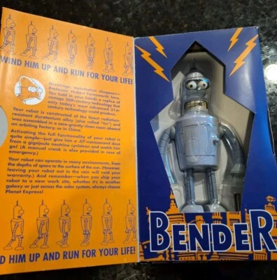 Vintags Futurama "Bender" 官方发条机器人可动人偶 2000 玩具 — 第 1/4 张图片
