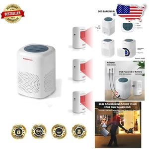 Home Security Motion Sensor Alarm - Adjustable Dog Bark Sounds & Waterproof - Picture 1 of 8