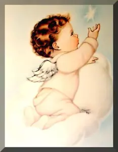 STARLING BABY ANGEL Charlot Byj (VINTAGE) ORIGINAL VICTORIAN PRINT - Picture 1 of 3