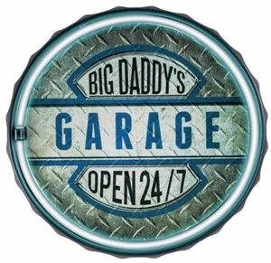 Big Daddy's Garage Insegna barra luminosa al neon corda rotonda a forma di capsula di bottiglia - Foto 1 di 10