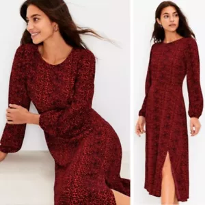 Abito Midi Stampa Animali Slit Maniche Lunghe Tango Rosso Vacanze Taglia 0 Ret $99 - Foto 1 di 4