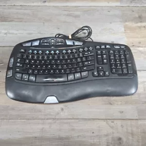 Logitech Wave Y-UV90 Ergonomic Wired Corded USB Multimedia Keyboard - Picture 1 of 6