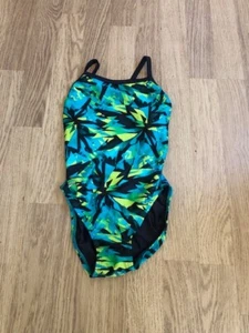 SPEEDO ~ Active Swimmer One Piece Teal Black Lime Swimsuit (34) - Picture 1 of 2