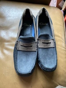 Bins Clarks weiche Slipper Mokassins Schuhe Nubuk Herren UK 8 - Bild 1 von 15