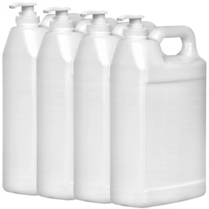 F-Style 38/400 Natural 1 Gallon Bottle HDPE Jug w/ Push Pump (128oz) (4 pack) - Picture 1 of 3