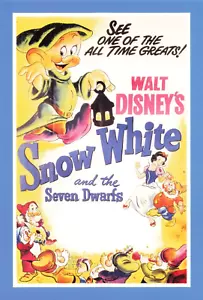 1951 Disney Snow White 7 Dwarfs Re-Release Mini Movie Poster Postcard Repro 4x6 - Picture 1 of 2