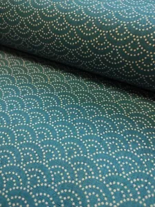 Ventilatori turchesi tradizionali giapponesi tessuto di cotone kimono per abito e trapunta - Foto 1 di 6